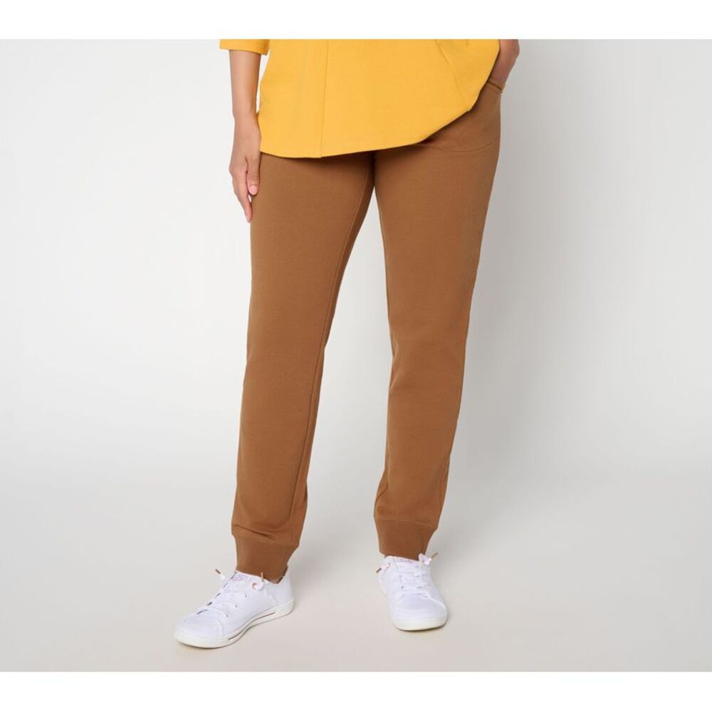 Denim & Co. Women's Plus Sz Pants 2X Active Pull-On Knit Jogger Brown